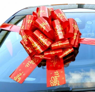 MEGA Giant Car Bow (42cm diameter) with 6m Ribbon - MERRY CHRISTMAS