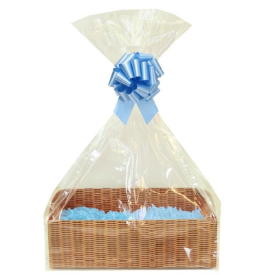 Complete Gift Basket Kit - WICKER FOLD-UP TRAY / BLUE ACCESSORIES