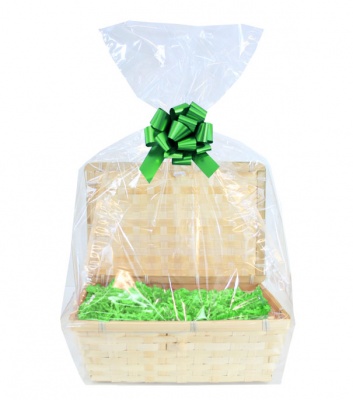 Complete Gift Basket Kit - (20x15x6cm) BAMBOO HAMPER / GREEN ACCESSORIES