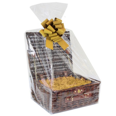 Hamper Gift Basket Kit - 12'' VINTAGE BROWN HAMPER / GOLD ACCESSORIES