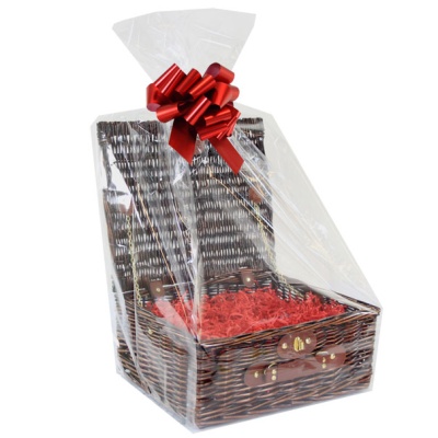 Hamper Gift Basket Kit - 14'' VINTAGE BROWN HAMPER / RED ACCESSORIES